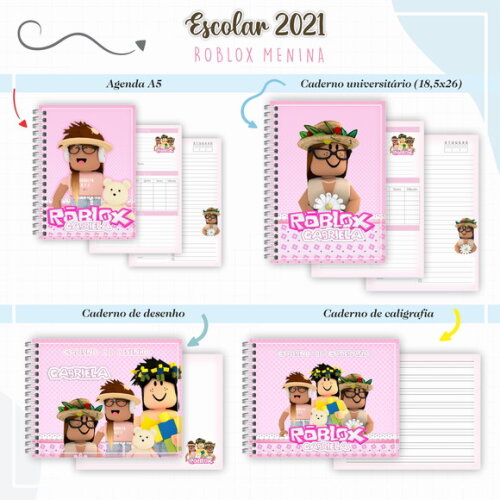 Kit Volta às Aulas Completo PERSONALIZADO - Roblox Menina