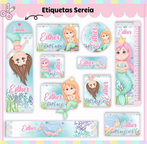 Kit Volta às Aulas Completo Personalizado - Sereias