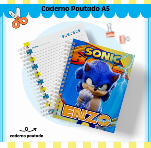 Kit Volta às Aulas Completo Personalizado - Sonic