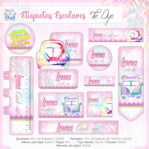 Kit Volta às Aulas Completo PERSONALIZADO - Tie Dye
