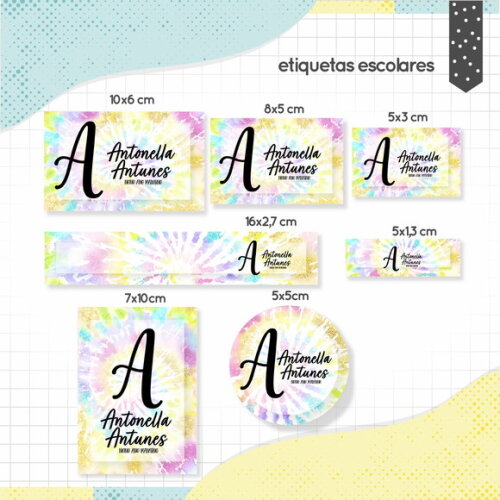 Kit Volta às Aulas Completo PERSONALIZADO - Tie Dye 01