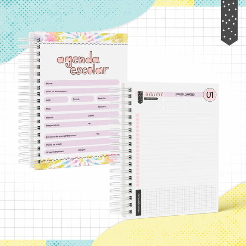 Kit Volta às Aulas Completo PERSONALIZADO - Tie Dye 01