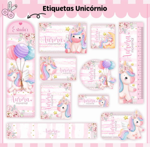 Kit Volta às Aulas Completo Personalizado - Unicórnio 02
