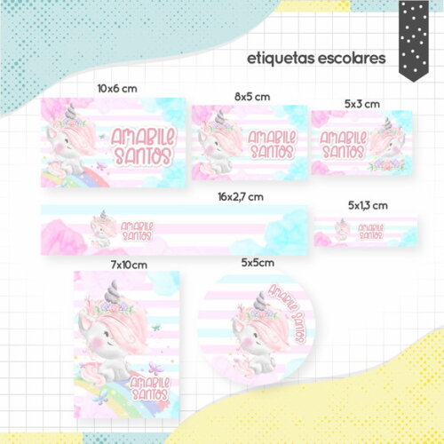 Kit Volta às Aulas Completo PERSONALIZADO - Unicórnio 01