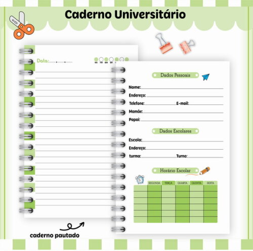 Kit Volta às Aulas Completo Personalizado - Verde