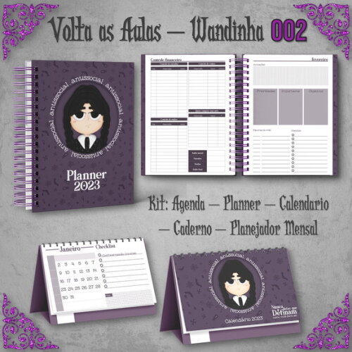 Kit Volta às Aulas Completo Personalizado - Wandinha 02