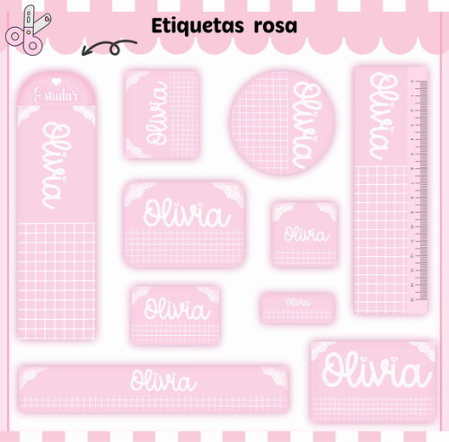 Kit Volta às Aulas Completo Personalizado -rosa