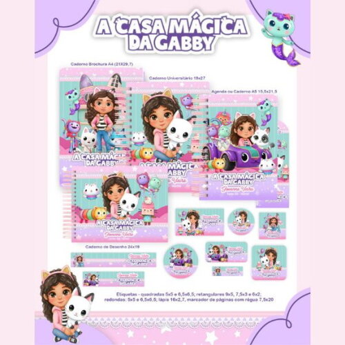 Kit Volta às Aulas Completo Personalizado Casa Mágica Gabby