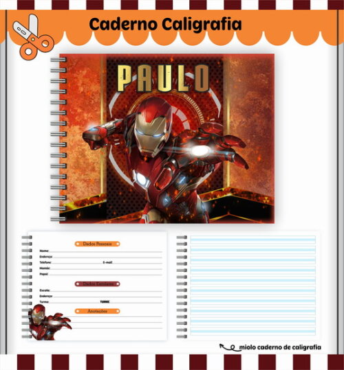 Kit Volta às Aulas Completo Personalizado- Homem de Ferro 01