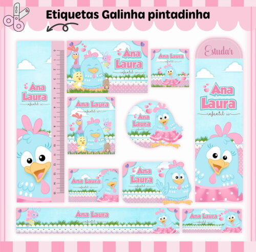 Kit Volta às Aulas Completo Personalizado-galinha Pintadinha