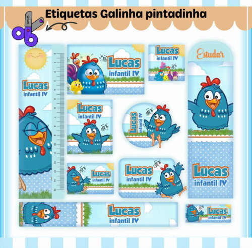 Kit Volta às Aulas Completo Personalizado-galinha Pintadinha