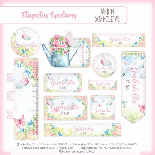 Kit Volta às Aulas PERSONALIZADO- Jardim Aquarela Borboletas