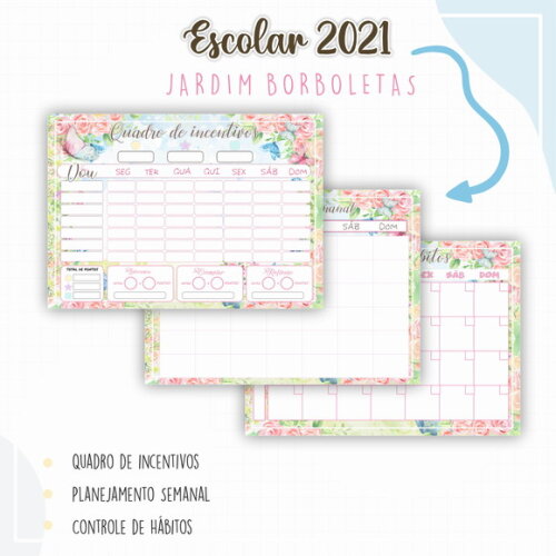 Kit Volta às Aulas PERSONALIZADO- Jardim Aquarela Borboletas