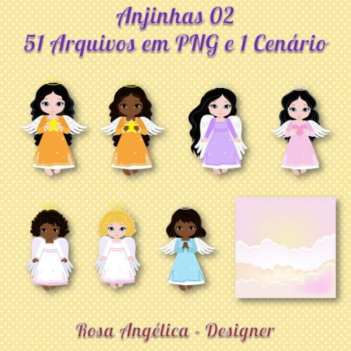 Pack Kit Arquivo Digital em PNG Anjinhos (05 Kits)