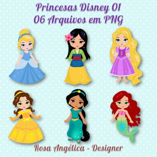 Pack Kit Arquivo Digital em PNG Princesas Disney 1 (05 Kits)