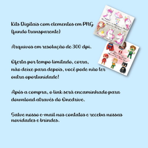 Pacote Completo de Kit Arquivo Digital em Png Aquarela Cute