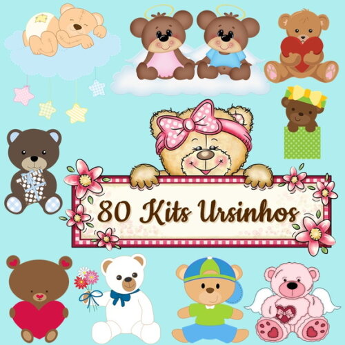Pacote com 80 Kits Digitais Ursinhos