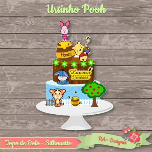 Topo de Bolo Ursinho Pooh