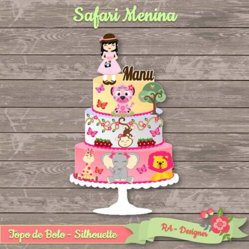 Topo de Bolo Safari Menina