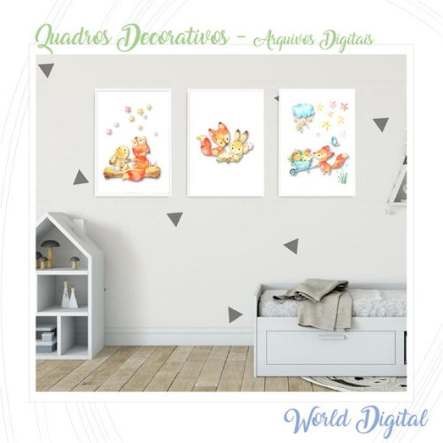 Trio de Quadros Decorativos - Arquivo Digital em PDF