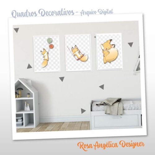 Trio de Quadros Decorativos - Arquivo Digital em PDF
