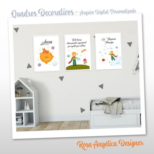 Trio de Quadros Decorativos Personalizado - Arquivo Digital