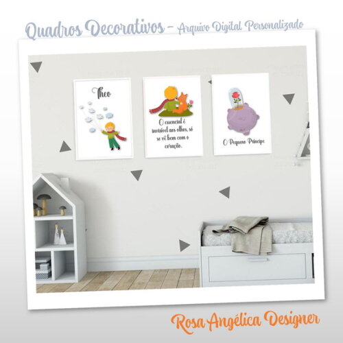 Trio de Quadros Decorativos Personalizado - Arquivo Digital