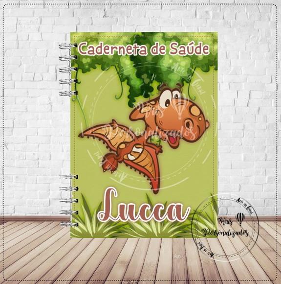 Caderneta de saúde Dinossauro com bolso e elástico
