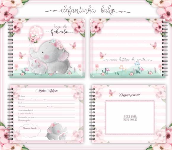 Kit Caderneta de Vacina + Livro do Bebê 2 - Elefantinha Baby