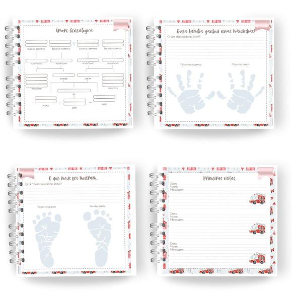 Kit Livro Bebê ,caderneta e Pastas de Documento Bombeiros