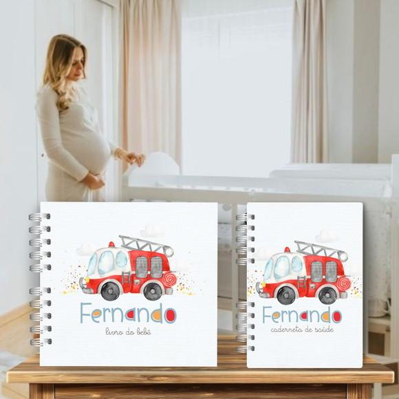 Kit Livro Bebê e Caderneta de Vacina Bombeiros