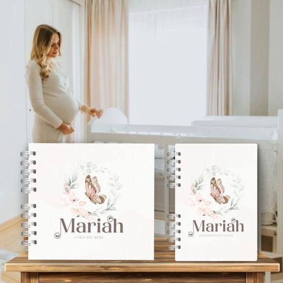 Kit Livro Bebê e Caderneta de Vacina Borboletas