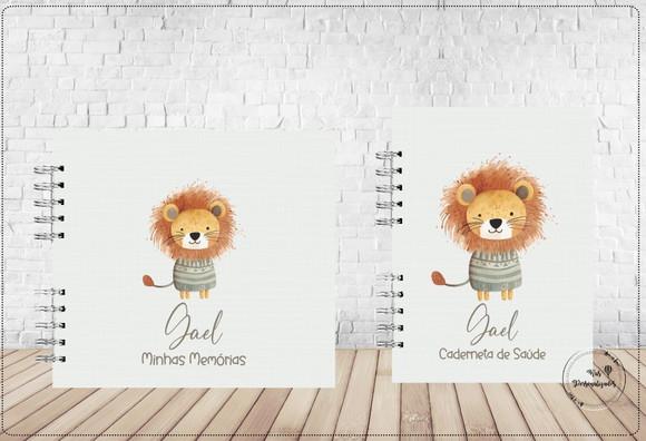 Kit Livro Bebê e Caderneta de Vacina Leão Cute