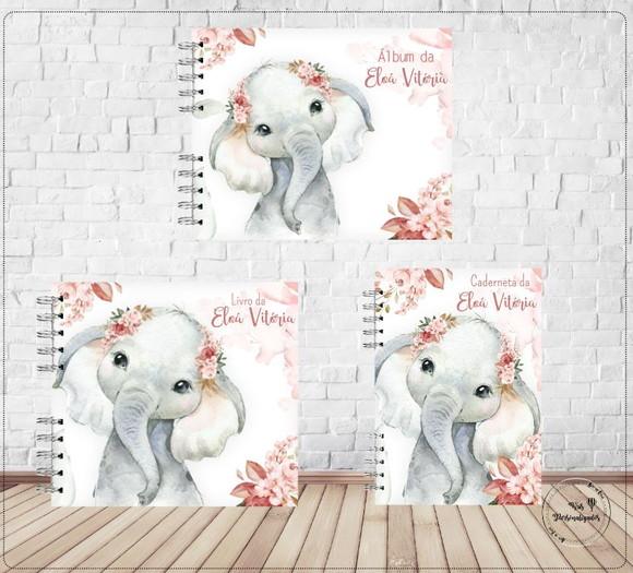 Kit Livro do Bebê , Caderneta de Vacina e Álbum Elefantinha