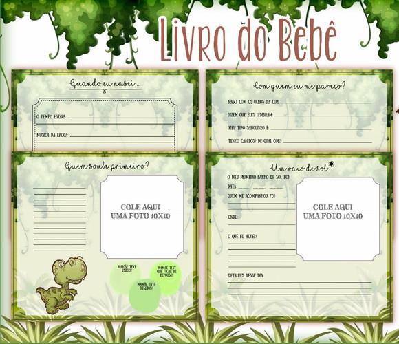 Kit Livro do Bebê + Caderneta de Saúde - Dinossauro