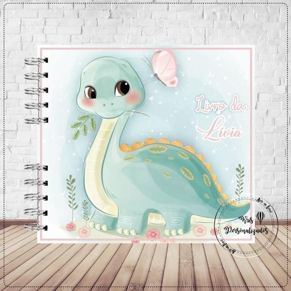 Kit Livro do Bebê + Caderneta de Saúde - Dinossauro menina