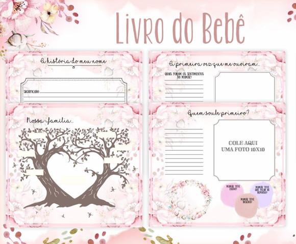 Kit Livro do Bebê + Caderneta de Saúde - Floral