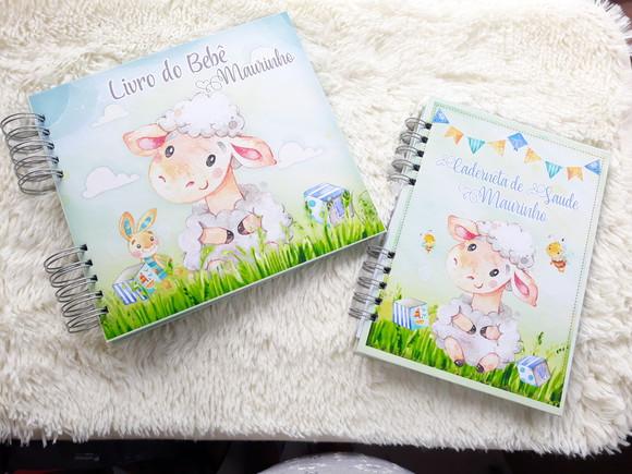 Kit Livro do Bebê + Caderneta de Saúde - Ovelhinha menino