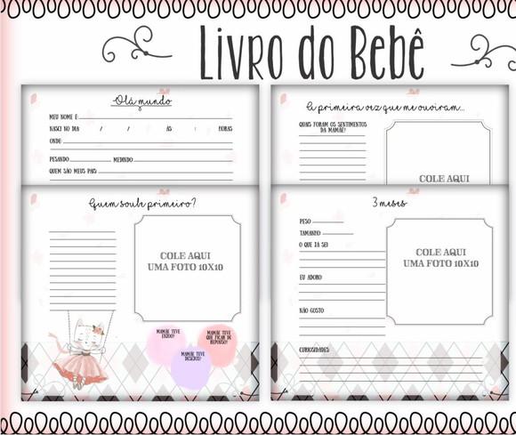 Kit Livro do Bebê + Caderneta de Saúde -Gatinha