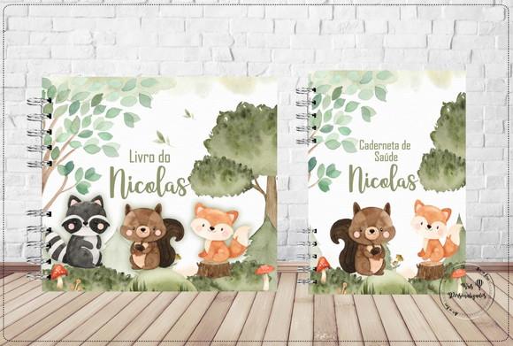 Kit Livro do Bebê + Caderneta de Saúde Bosque menino