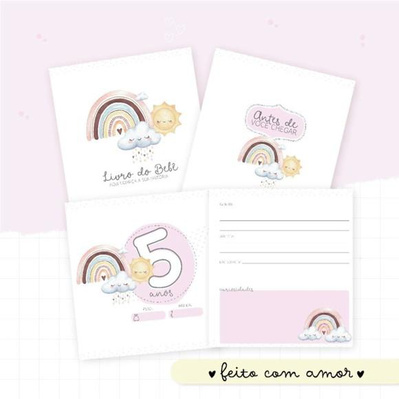 Kit Livro Do Bebê + Caderneta De Saúde Chuva De Amor