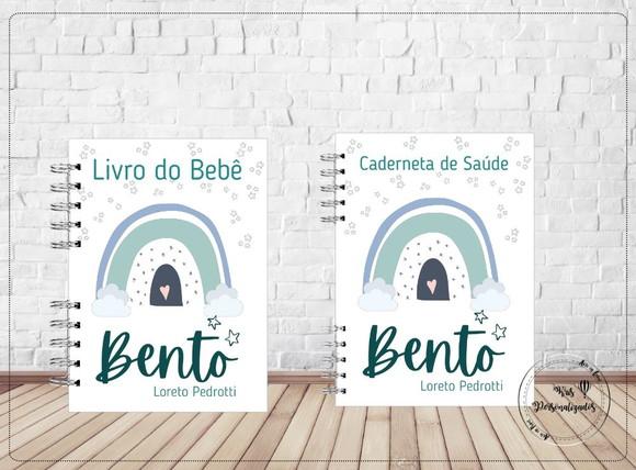 Kit Livro do Bebê + Caderneta de Saúde com bolso e elástico