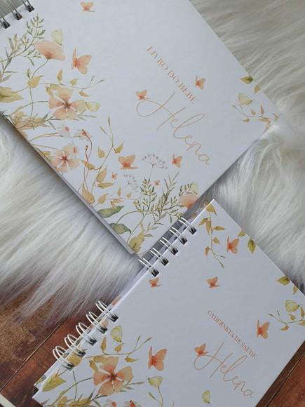 Kit Livro do Bebê + Caderneta de Saúde Floral Amarelo