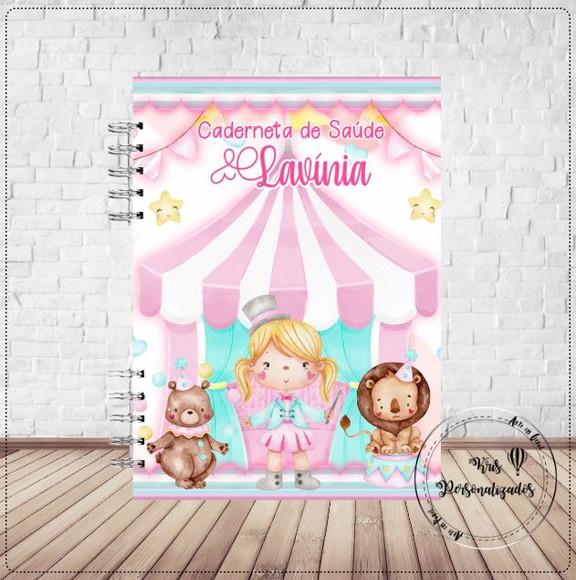 Kit Livro do Bebê + Caderneta de Vacina - Circo Rosa