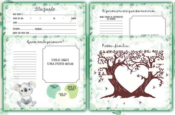 Kit Livro do Bebê + Caderneta de Vacina -Koala menino