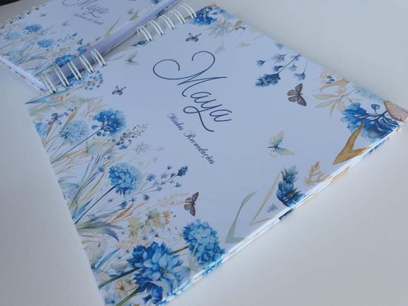 Kit Livro do Bebê 1,1 + Caderneta de Vacina Floral Azul