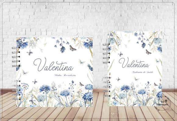 Kit Livro do Bebê 1,1 + Caderneta de Vacina Floral Azul