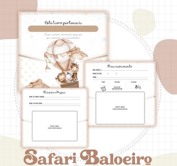 Kit Livro do Bebê 1,1 + Caderneta de Vacina Safari Baloeiro
