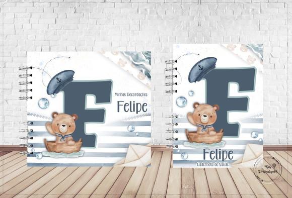 Kit Livro do Bebê 1,1 + Caderneta de Vacina Urso Marinheiro