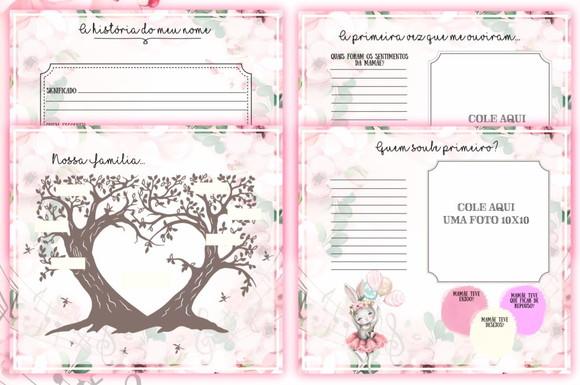Kit Livro do Bebê Caderneta de Saúde Coelhinha Bailarina